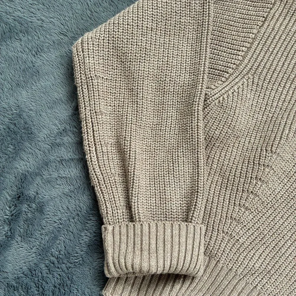 Mod Ref Quality Chunky Cropped Shrug Sweater Open Cardigan Neutral Basic Sz S